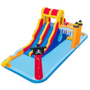 Inflatable Water Slide 6-In-1 Kids Water Park with Dual Slides Blower Excluded