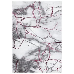Craft Gray/Wine 5 ft. x 8 ft. Distressed Abstract Area Rug