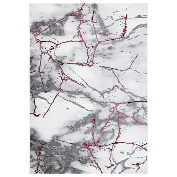 SAFAVIEH Craft Gray/Wine 7 ft. x 9 ft. Distressed Abstract Area Rug