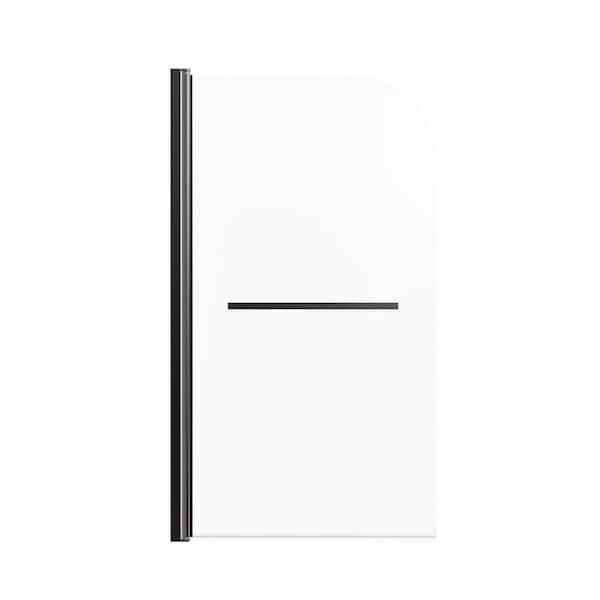 31" W x 55" H Shower Tub Door Frameless Pivot Tub Door in Matte Black with 1/4" Tempered Clear Glass 180 Pivot Degree