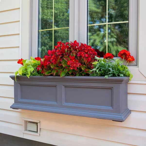 Fairfield 36 in. x 11 in. Self-Watering Graphite Grey Polyethylene Window Box