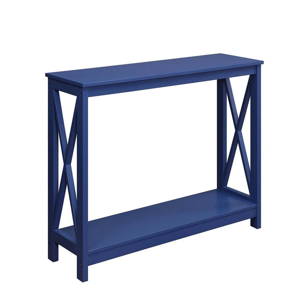Oxford Cobalt Blue Console Table with Storage Crossbar Design