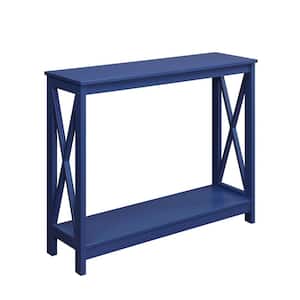 Oxford 39.5 in. L Cobalt Blue 31.5 in. H Rectangle Wood Console Table with Bottom Shelf