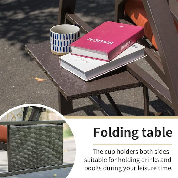 2-Person Metal Patio Swing with Adjustable Canopy，Brown