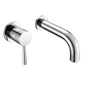 Left-Handed Single Handle Wall Mount Roman Tub Faucet with Valve in Chrome