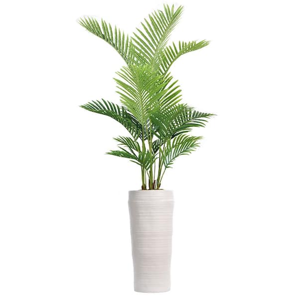 VINTAGE HOME 77 in. Artificial Real Touch Palm Tree in Fiberstone Planter