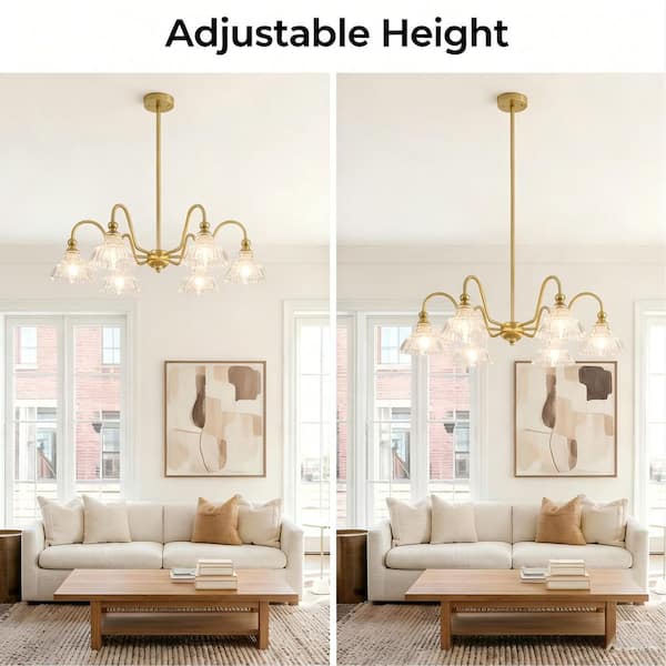 chandelier シェルフ KEESFU Modern Farmhouse Chandelier for Dining Room，6 Light Golden