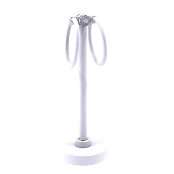 Allied Brass Southbeach Collection Freestanding Vanity Top 2-Towel Ring Guest Holder in Matte White