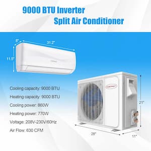 17 SEER2 9,000 BTU 0.75 Ton Ductless Mini Split Air Conditioner with Heat Pump 208/230V