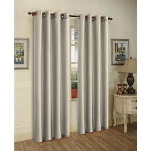Silver Faux Silk 100% Polyester Solid 55 in. W x 84 in. L Grommet Sheer Curtain Window Panel (Set of 2)
