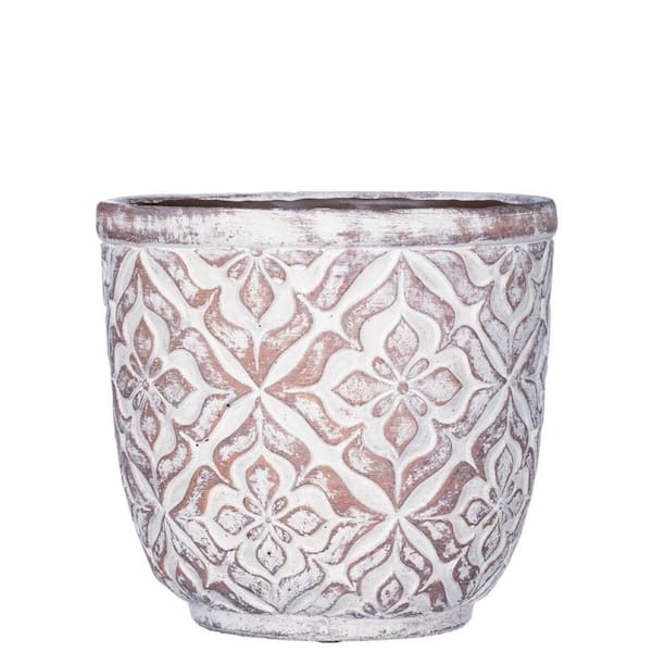 Trendspot 12 in. Dia Ivory Rivage Ceramic Planter CR10853-12B - The Home  Depot