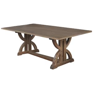 Zoey 78 in. L Rectangular Rustic Oak Wood Dining Table (Seats 6)