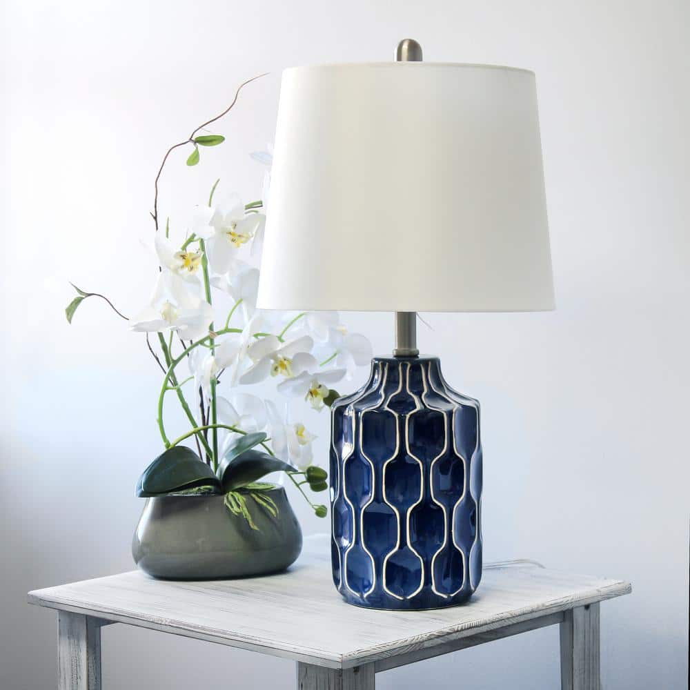 Sophisticated Blue and White Handpainted Resin Table Lamp