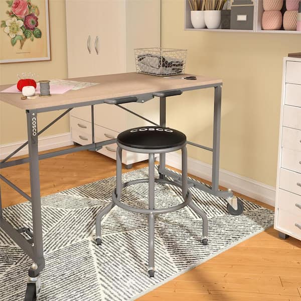 APPROVED VENDOR Work Bench Stool: 29 in Overall Ht, 29 in min to 29 in max,  No Backrest, Chrome