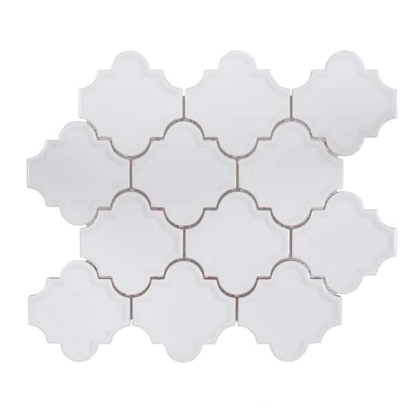 Jeffrey Court Marrakech White 9.38 in. x 12.25 in. Arabesque Glossy Ceramic Mosaic Tile (7.975 sq. ft./Case)