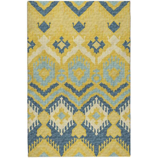 Dream Shag Premium Machine Washable Abstract ADS108 Yellow 5 ft. x 7 ft. 6 in. Area Rug