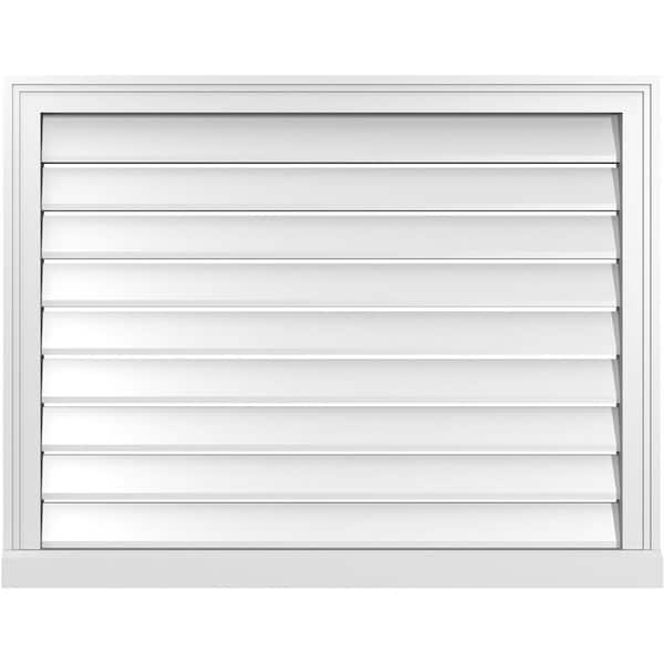 Ekena Millwork 36" x 28" Vertical Surface Mount PVC Gable Vent: Functional with Brickmould Sill Frame
