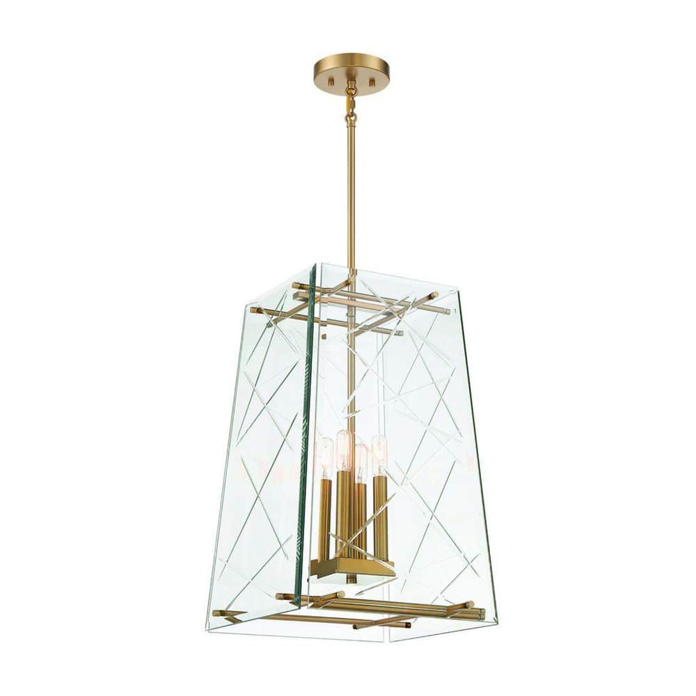 Kole 4-Light Pendant with Clear Glass and Warm Brass Finish