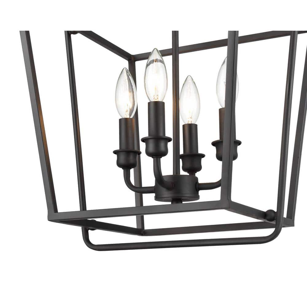 Matte Black Metal 4-Light Pendant - 22" Tall and 15" Wide