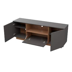 62.99 in. Dark Gray and Amaretto Oak TV Stand with 2-Side Doors and shelves that Fits TV up to 70 in.