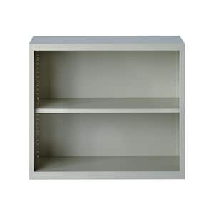 30 in. Tall Light Gray Metal 2-Shelf Standard Bookcase with Adjustable Shelf