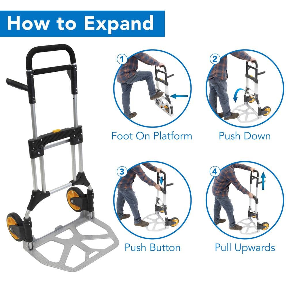 Heavy-Duty Folding Aluminum Hand Truck Dolly with Rubber Wheels