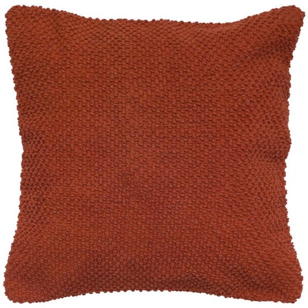 Orange Solid Polyester 20 in. x 20 in. Throw Pillow