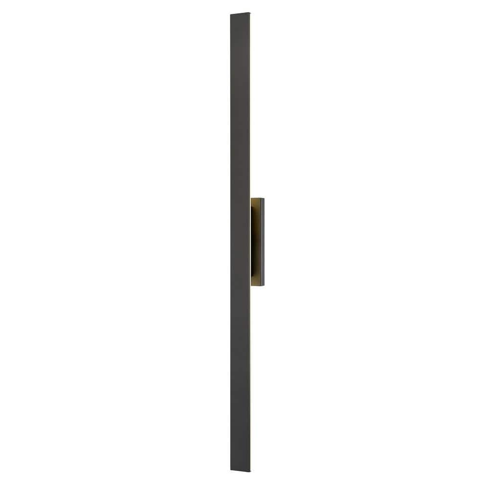 Stylet 72 in. Black Outdoor Hardwired Shaded Wall Sconce with Integrated LE