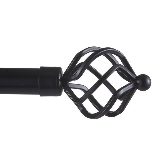 Matte Black With Torch Finial, Home Depot Curtain Rods Black