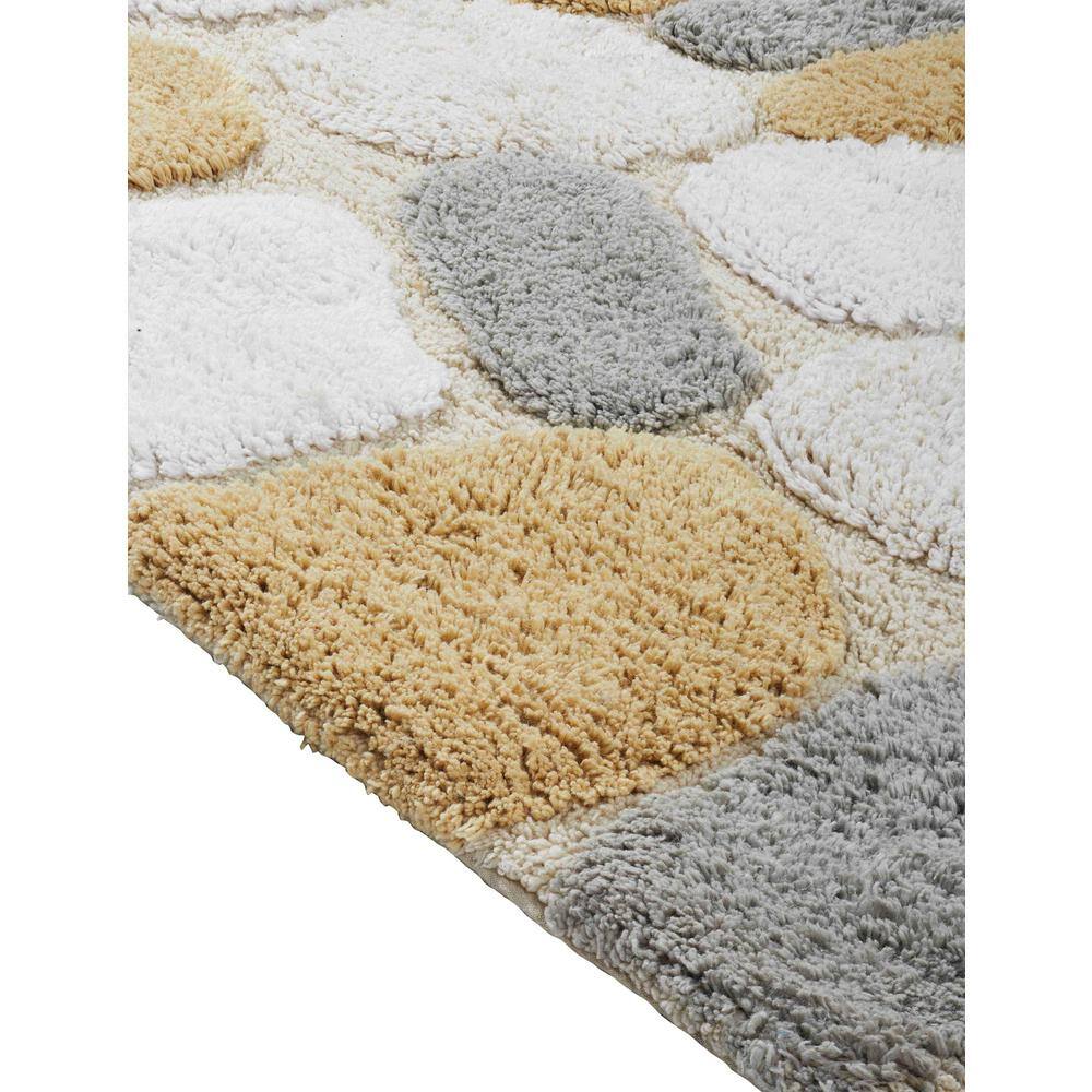 Pebble Pattern Cotton Bath Rug Set in Light Beige