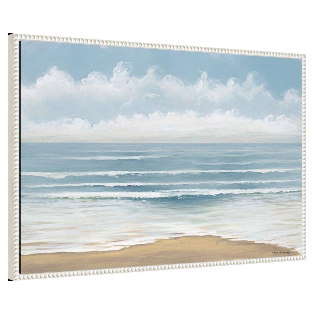 Smooth Beach Waves Framed Canvas Wall Art with Beaded Perimeter
