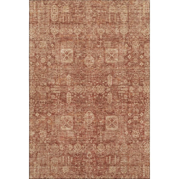Mayfield Premium Machine Washable Indoor/Outdoor Geometric AMF637 Paprika 8 ft. x 10 ft. Area Rug