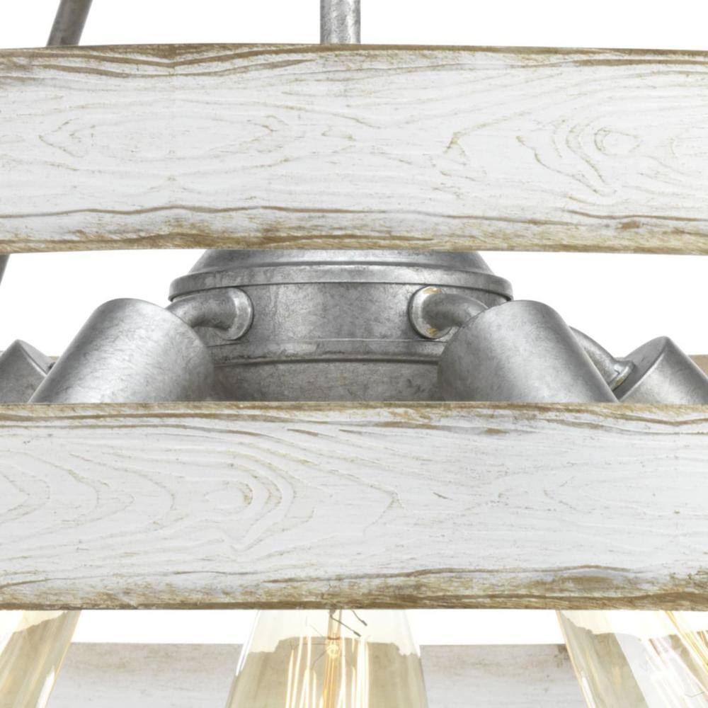 Gulliver 27.75" Galvanized Steel Farmhouse Drum Pendant with Wood-Grained Accents