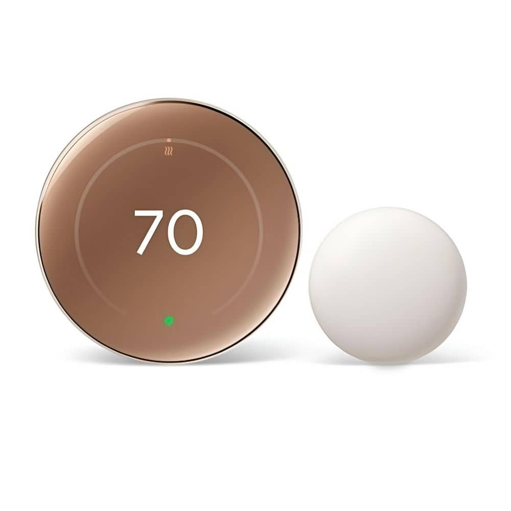 Nest Learning Thermostat (4th Gen) with Nest Temperature Sensor (2nd Gen) - Polished Gold