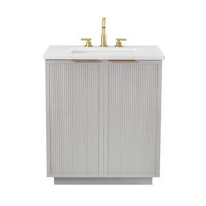 Addison 30 in. W Bath Vanity in Taupe with Engineered Stone Top in Ariston White with White Sink