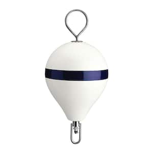 CM Series Mooring Buoy - 13.5 in. x 18 in., White with Galvanized Eye