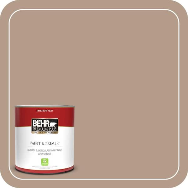 BEHR PREMIUM PLUS 1 qt. #PMD-77 Rich Taupe Flat Low Odor Interior Paint & Primer