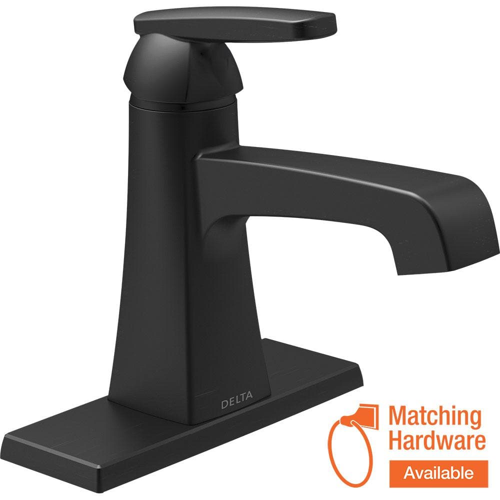 Delta Ashlyn Single Hole SingleHandle Bathroom Faucet in Matte Black 564BLMPUDST The Home Depot