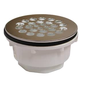 2 in. PVC Shower Stall Drain w/Receptor Base & 4-1/4 in. Round Stainless Steel Strainer-Fits Over 2 in. Sch. 40 DWV Pipe