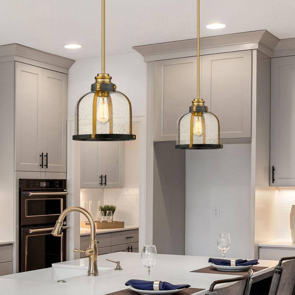 Bronze and Brass 12" Glass Dome Pendant Light