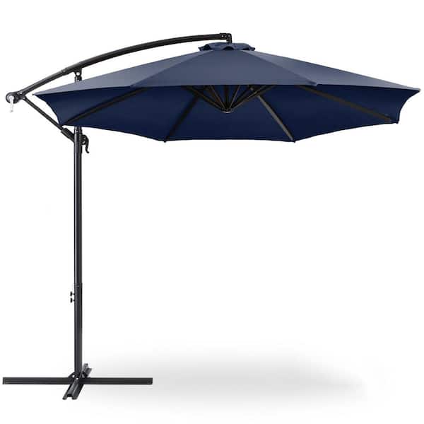 Unbranded 10 ft. Steel Cantilever Patio Umbrella in Navy Blue