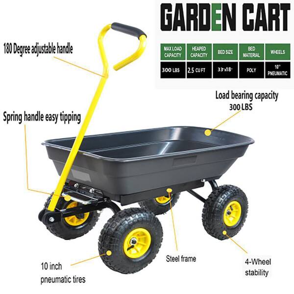 5.5 cu. ft. Heaped Poly Smart Plastic Garden Cart