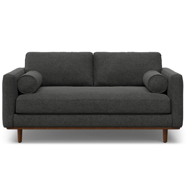 Morrison 72 in. in Straight Arm Woven-Blend Fabric Rectangle Mid-Century Modern Sofa in. Charcoal Grey