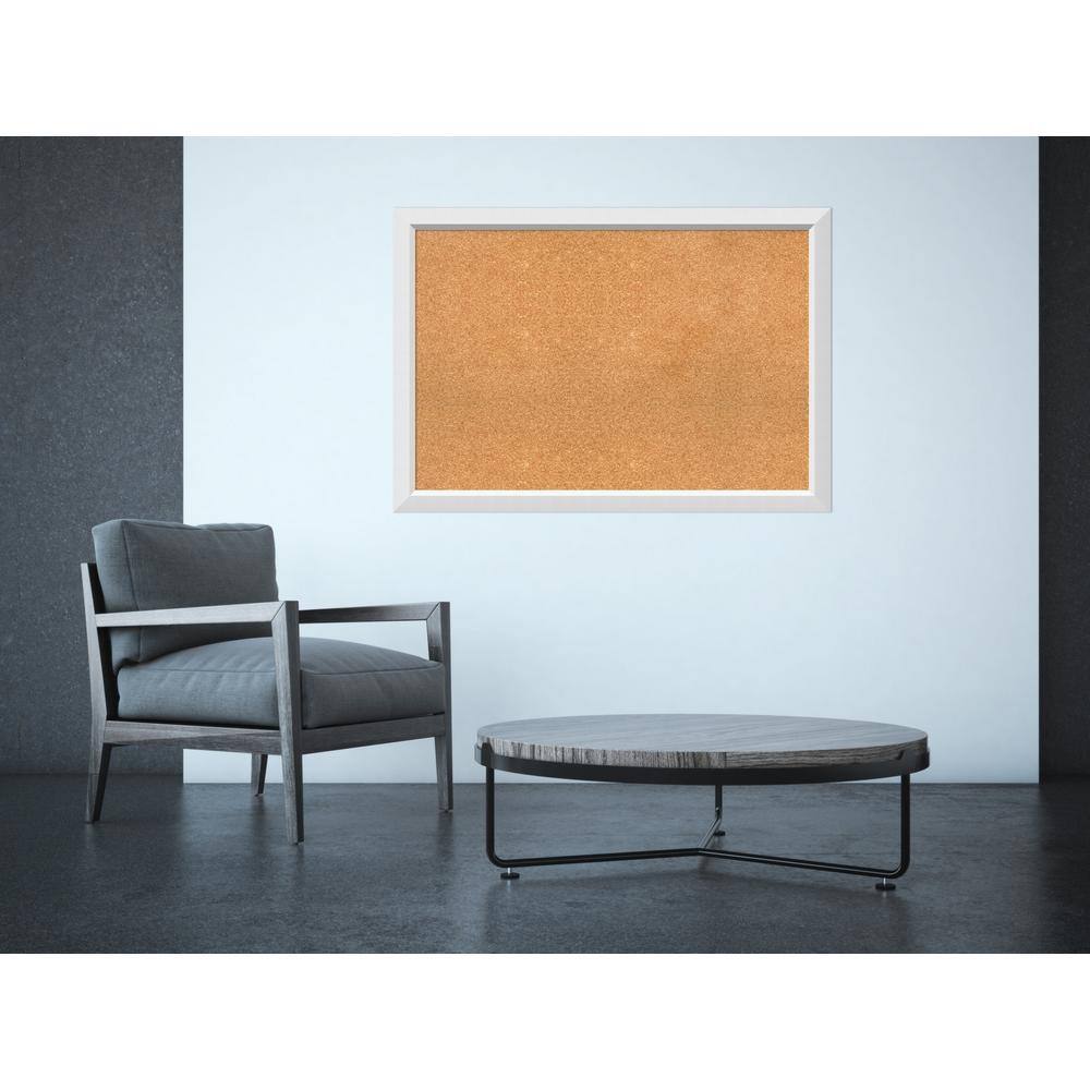 Blanco White Wood 39 in. W x 27 in. H Framed Cork Board