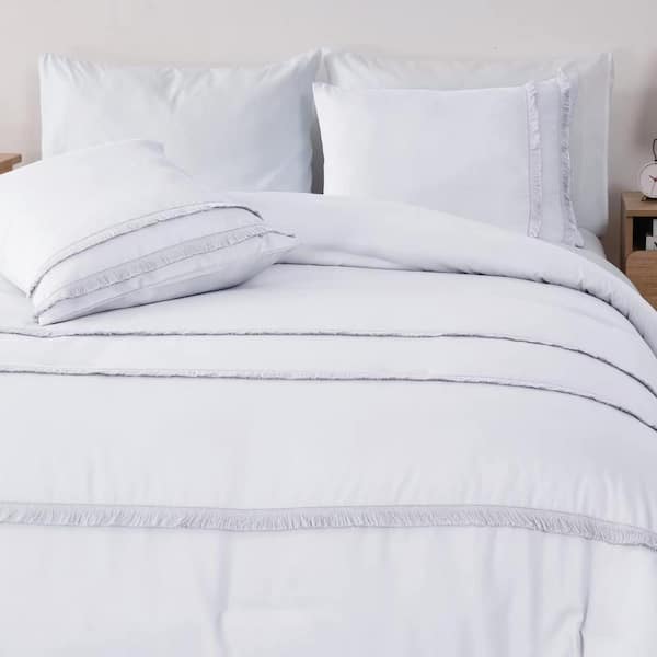 Shatex 2-Piece White All Season Bedding Polyester Twin Size Comforter Set, Ultra Soft Elegant Bedding Comforters