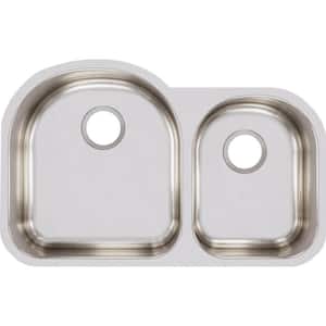 Lustertone Undermount Stainless Steel 31 in. 40/60 Double Bowl Kitchen Sink with 7.5 in. Bowls - Right Configuration