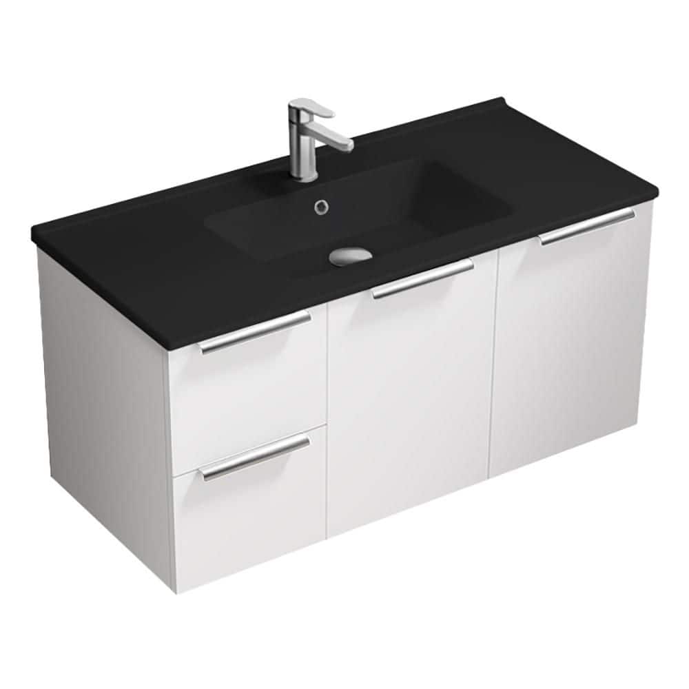 Bodrum 39.4 in. Modern Freestanding Bath Vanity in Glossy White with Matte Black Ceramic Top price history on PriceWatchPro