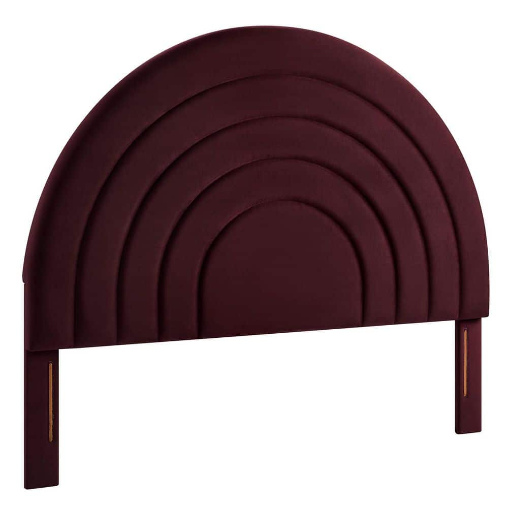 Mulberry Velvet Upholstered Full Headboard with Arched Design