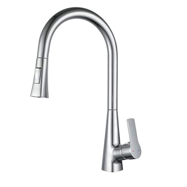 Aosspy Single-Handle Pull-Down Sprayer Kitchen Faucet in Chrome