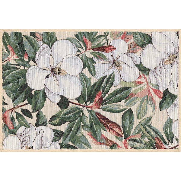 Tayse Rugs Stunning Cream 2 ft. x 3 ft. Floral Indoor/Outdoor Area Rug